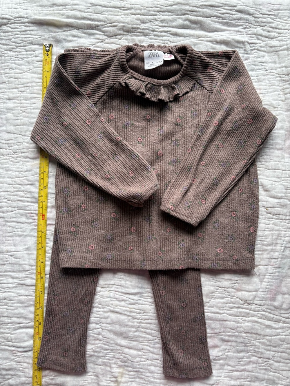 ZARA Brown Floral Knit Girl Toddler Set